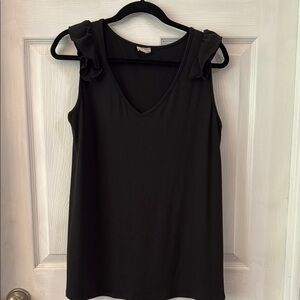 Black Ruffle Sleeve Women's Top